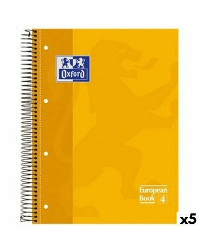 Cuaderno Oxford Classic Amarillo A4 80 Hojas (5 Unidades)