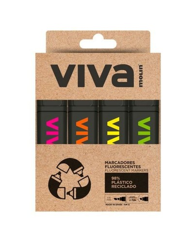 Fluorescent Marker Set Molin VIVA ECO Multicolour 4 Pieces