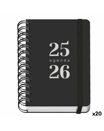 Diary DOHE GRAMMAR Black A6 120 x 170 mm 2025-2026 (20 Units)