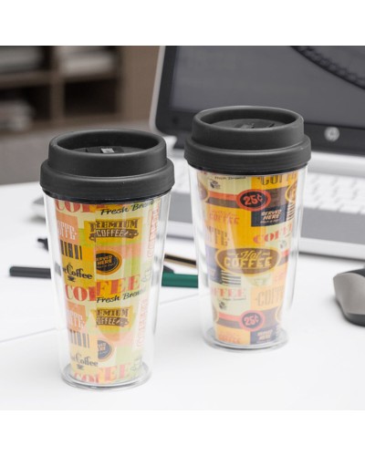 Bicchiere da caffè termico doppio strato con coperchio