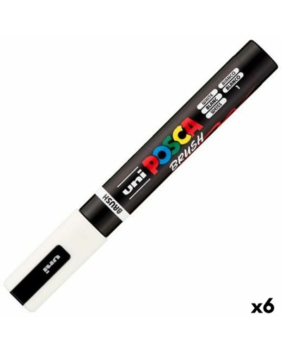 Pennarello BRUSH POSCA PC-5BR Bianco (6 Unità)