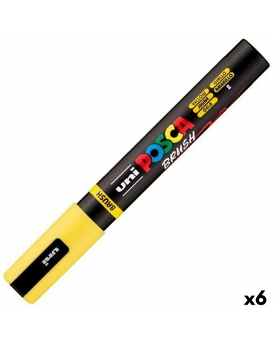 Pennarello BRUSH POSCA PC-5BR Giallo (6 Unità)