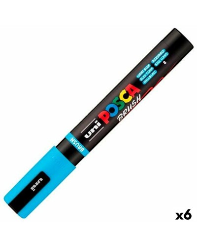 Markeerstift BRUSH POSCA PC-5BR Licht Blauw (6 Stuks)