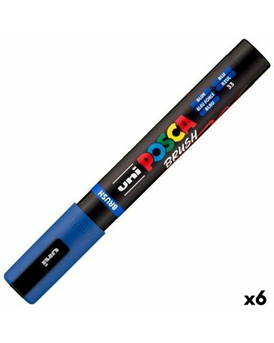 Marqueur BRUSH POSCA PC-5BR Bleu (6 Unités)