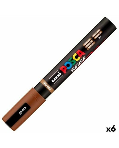 Pennarello BRUSH POSCA PC-5BR Marrone (6 Unità)