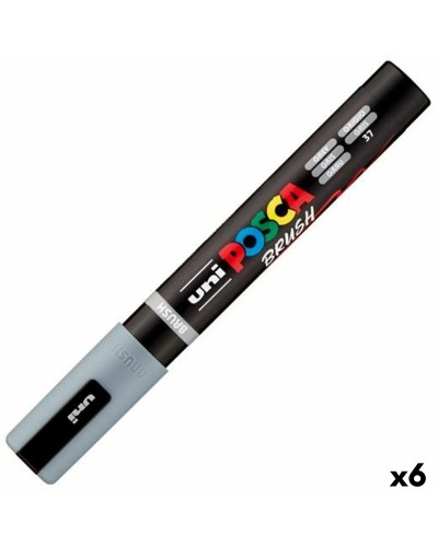 Marqueur BRUSH POSCA PC-5BR Gris (6 Unités)