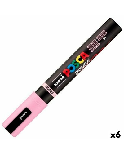 Marqueur BRUSH POSCA PC-5BR Rose clair (6 Unités)