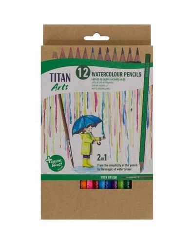 Lápices de Colores Acuarelables Titan Arts Multicolor 12 Piezas