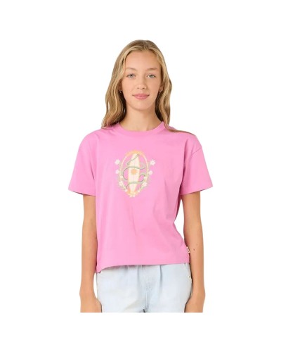 Camiseta de Manga Corta Infantil Rip Curl Island Surf Crop Rosa