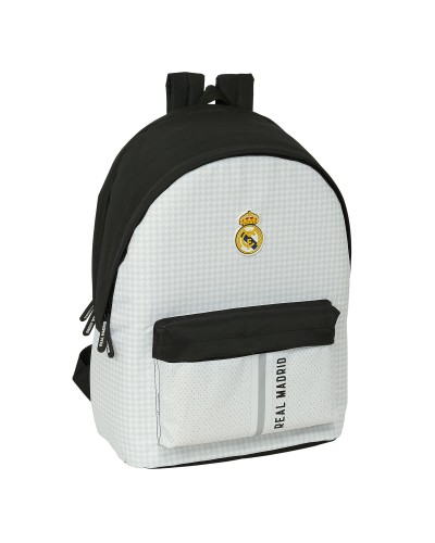 Zaino per Portatile Real Madrid C.F. 24/25 Bianco Grigio 31 x 44 x 18 cm 15,6"