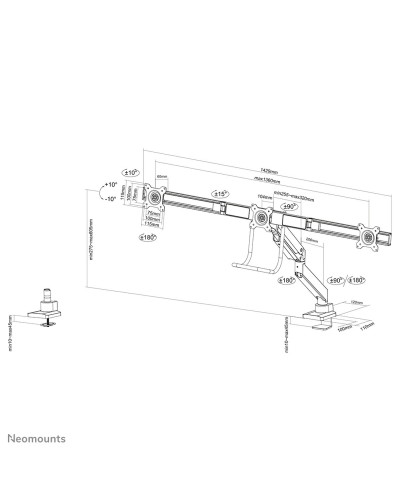 TV Halterung Neomounts NM-D775DX3WHITE 17" 27" 6 Kg