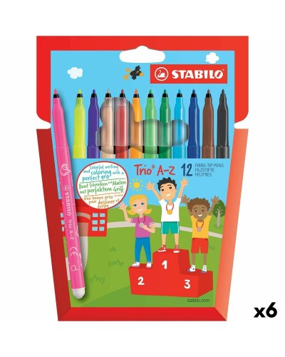 Stabilo Trio AZ: Set of 6 Ergonomic Multicoloured Markers for Children
