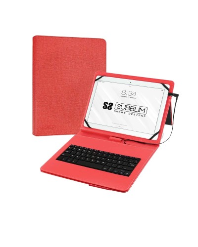 Tabletin ja näppäimistön kuori Subblim SUB-KT1-USB002 10.1" Punainen Espanjalainen Qwerty QWERTY