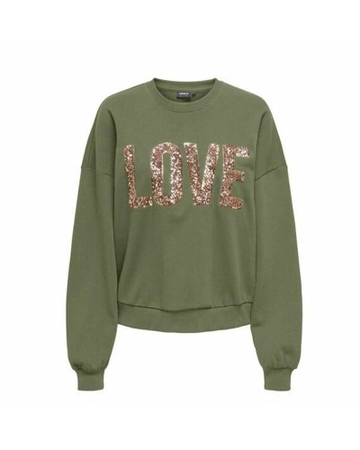 Felpa senza Cappuccio Donna Only Only Onlkatya L/S Love Oliva