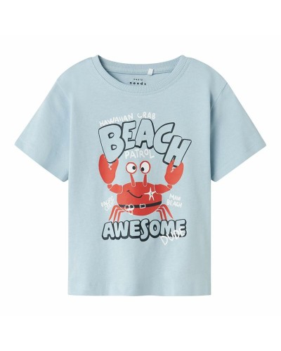 T shirt à manches courtes Enfant Name It Nmmvagno Loose Bleu ciel