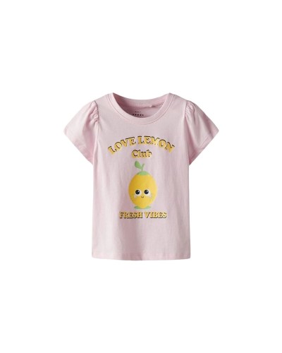 Maglia a Maniche Corte per Bambini Name It Nmfvibeke Capsl Ballerina Rosa
