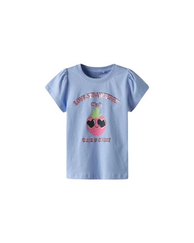 Child's Short Sleeve T-Shirt Name It Nmfvibeke Capsl Serenity Indigo