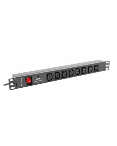 Schuko 19" 8-suuntainen haaroituspistorasia virtakytkimellä Lanberg PDU-08I-0200-C20-BK (2 m)
