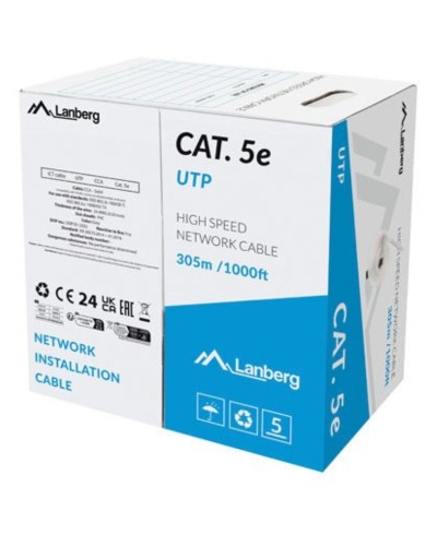 Cavo di Rete Rigido UTP Categoria 6 Lanberg LCU5-15CC-0305-S Grigio 305 m