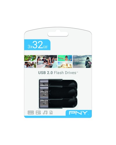 Memoria USB PNY Attaché 4 Negro 32 GB (3 Unidades)