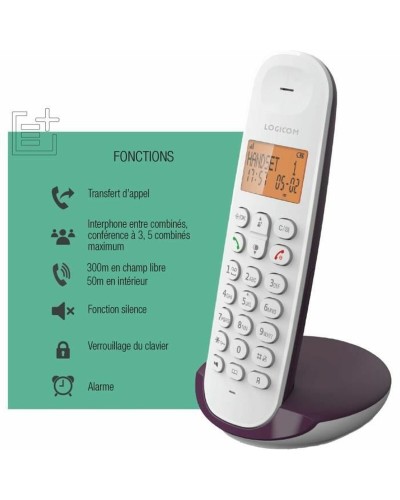 Markkabeltelefon Logicom DECT ILOA 150 SOLO Aubergine