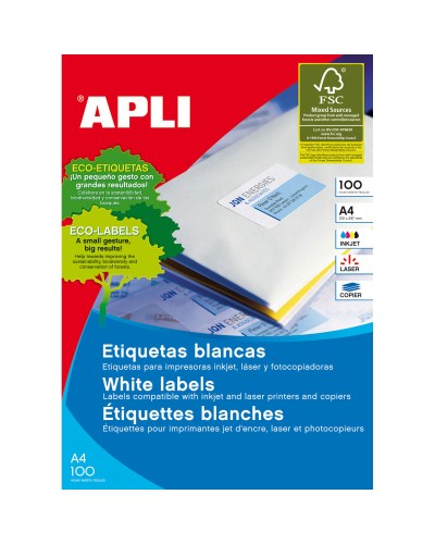 Adhesive labels Apli 1279 100 Sheets 105 X 74 mm White