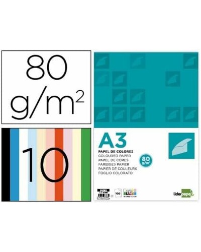 Printer Paper Liderpapel PC92 Multicolour A3 100 Sheets