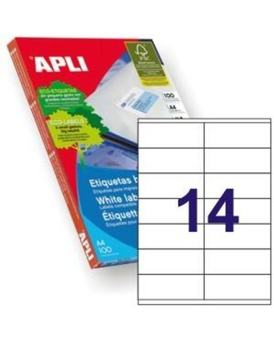 Klevende etiketten Apli 1275 100 Lakens 105 X 40 mm Wit