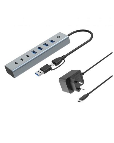 7-porttinen USB-hubi Conceptronic HUBBIES20GP Hopeinen
