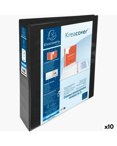 Exacompta Kreacover: A4+ Ordner Schwarz Personalisierbar - 10er Set
