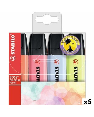 Stabilo Boss Set 5 Original Multicoloured Highlighters - Office School
