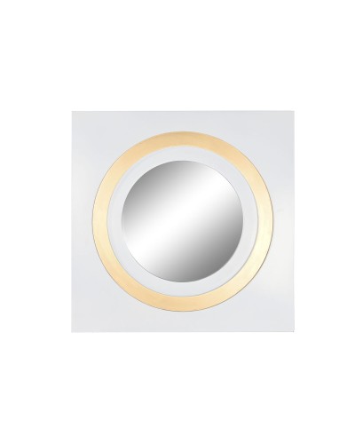 Specchio da Parete ESPRIT, Bianco Dorato Cristallo e Ferro, 90 x 4 x 90 cm