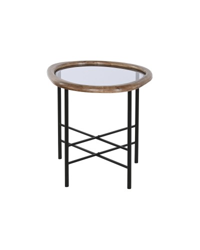 Hoofdtafel Home ESPRIT Bruin Zwart Natuurlijk Kristal Sparrenhout 61 x 50 x 53 cm