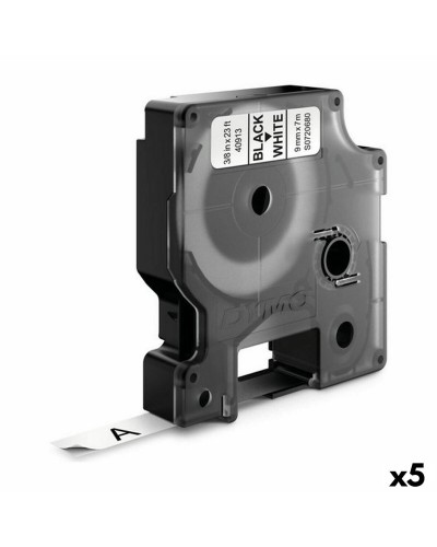 Ruban Laminé pour Etiqueteuses Dymo D1 41913 9 mm LabelManager™ Blanc Noir (5 Unités)