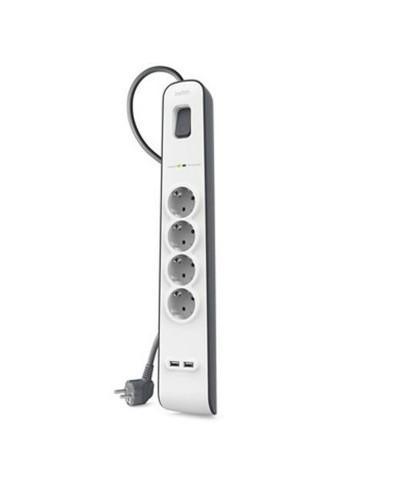 Rallonge 4 prises Schuko avec interrupteur Belkin BSV401VF2M USB x 2 (2 m)