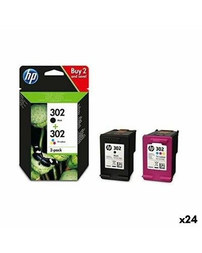 Cartucho de Tinta Original HP Officejet 3830 - Nº 302 (F6U66AE + F6U65AE) Amarillo (24 Unidades)