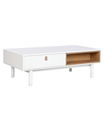 Table basse ESPRIT, Blanc Naturel, Polyuréthane et Bois MDF, 120x60x40 cm
