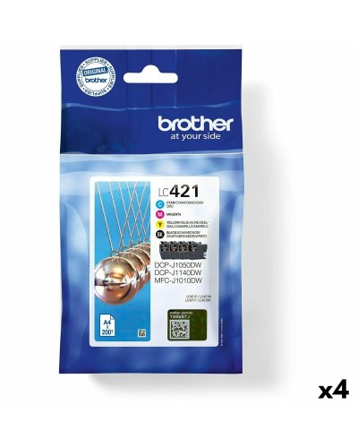 Cartuccia ad Inchiostro Originale Brother MFC-J1010DW / DCP-J1050DW Giallo (4 Unità)