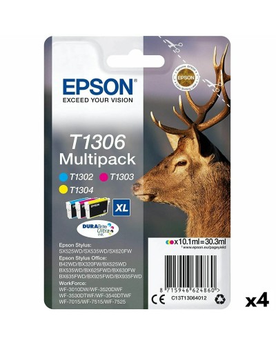 Original Ink Cartridge Epson SX525WD/620FW/ OFFICE B42WD/525WD/625FWD/925FWD Tricolour (4 Units)