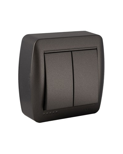 Doppelwechselschalter Graphit Solera - 7,4x7,2x2,8cm - 250V 10A
