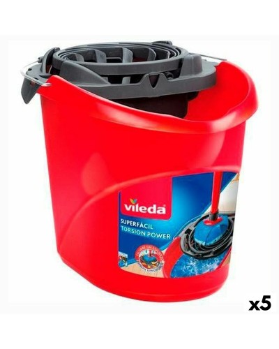 Vileda Cubo para Fregona Rojo, 10 Litros, Paquete de 5
