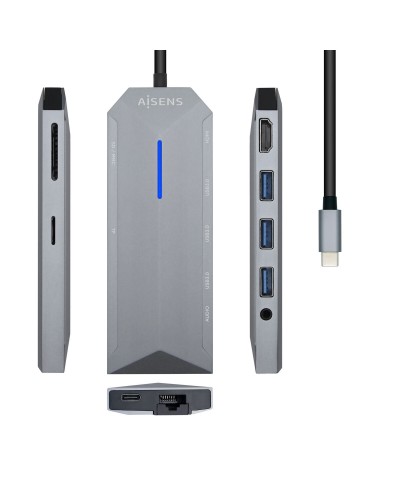 USB-keskitin Aisens ASUC-9P001-GR Harmaa 100 W (1 osaa)