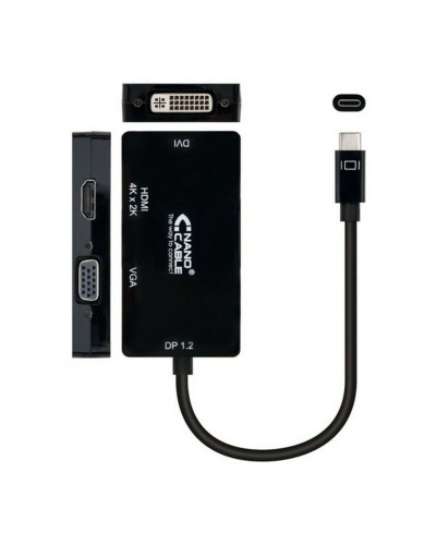 USB-C till VGA/HDMI/DVI Adapter NANOCABLE 10.16.4301-BK (10 cm) Svart 10 cm