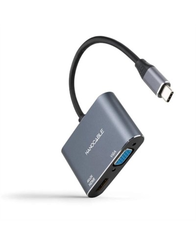 Adaptateur USB-C vers VGA/HDMI NANOCABLE 10.16.4303 Gris 4K Ultra HD
