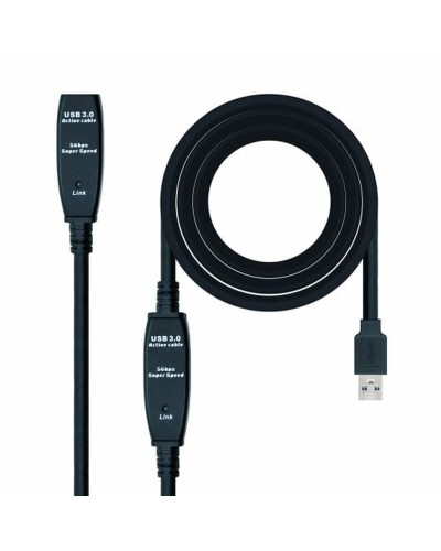 Verlengkabel USB NANOCABLE 10.01.0312 Zwart 10 m