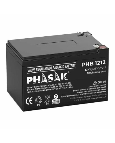 Batteri till System för Avbrottsfri Strömförsörjning UPS Phasak PHB 1212 12 Ah 12 V