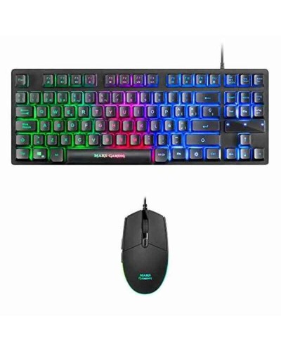 Speltangentbord och mus Mars Gaming MCPTKLES 3200 dpi RGB Svart Qwerty Spanska