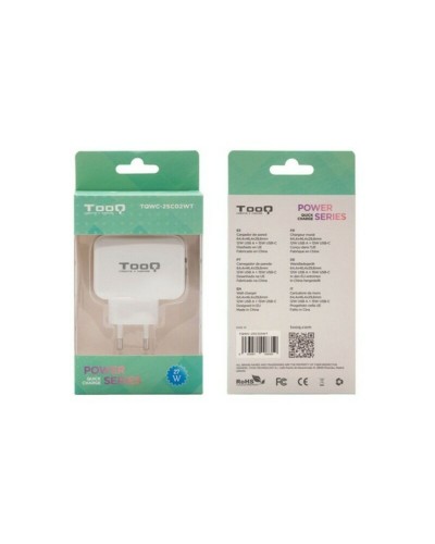 USB-laddare och vägg TooQ TQWC-2SC02WT Vit 27 W