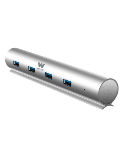 Hub USB Woxter PE26-142 Wit Zilverkleurig Aluminium (1 Stuks)