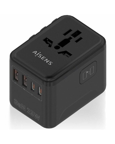 Caricabatterie da Parete Aisens ASPS-2A2C08-BK 25 W Nero